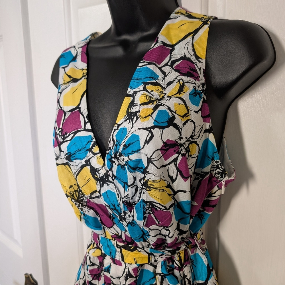 Cotton Floral Sleeveless Dress - Multicolor by Jones Studio Size 10 - Picture 3 of 12